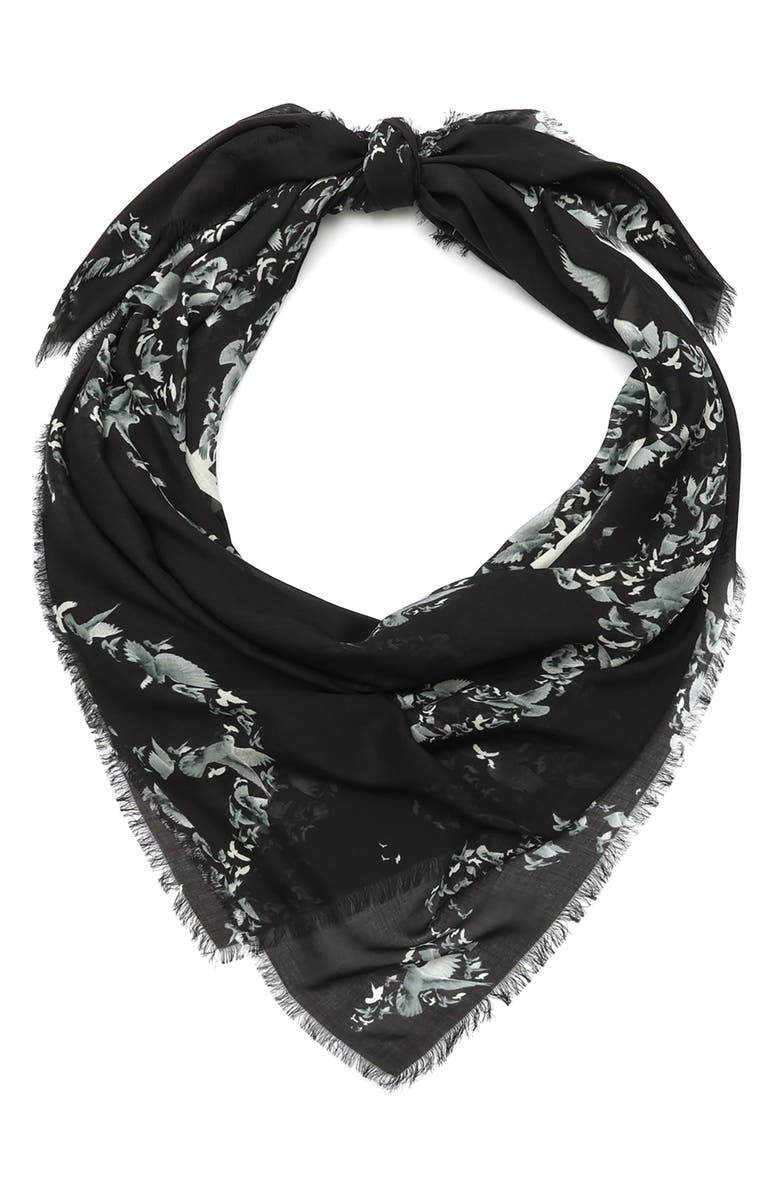 AllSaints Flight Back Large Square Scarf, Main, color, Black