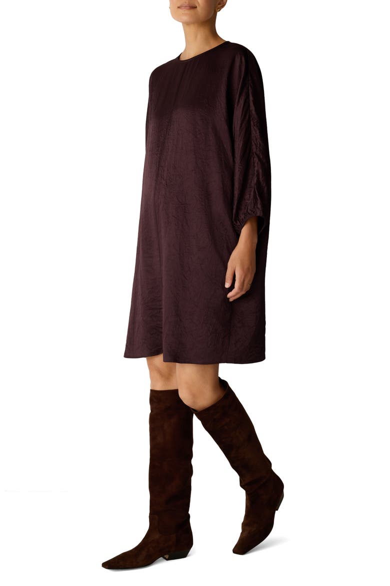 Crinkle Dolman Sleeve Shift Dress, Alternate, color, OXBLOOD