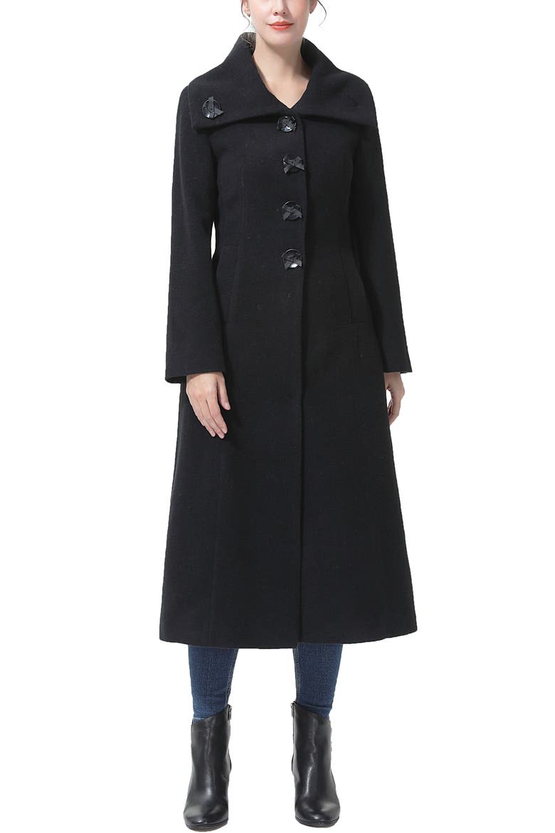 Kaeli Wool Blend Maxi Coat, Main, color, Black
