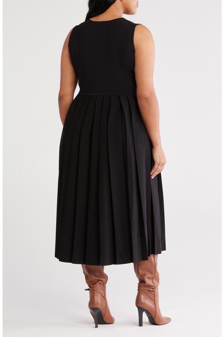 Sleeveless Pleated Sweater Dress, Alternate, color, BLACK