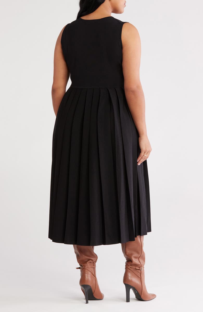 Nordstrom Sleeveless Pleated Sweater Dress, Alternate, color, Black