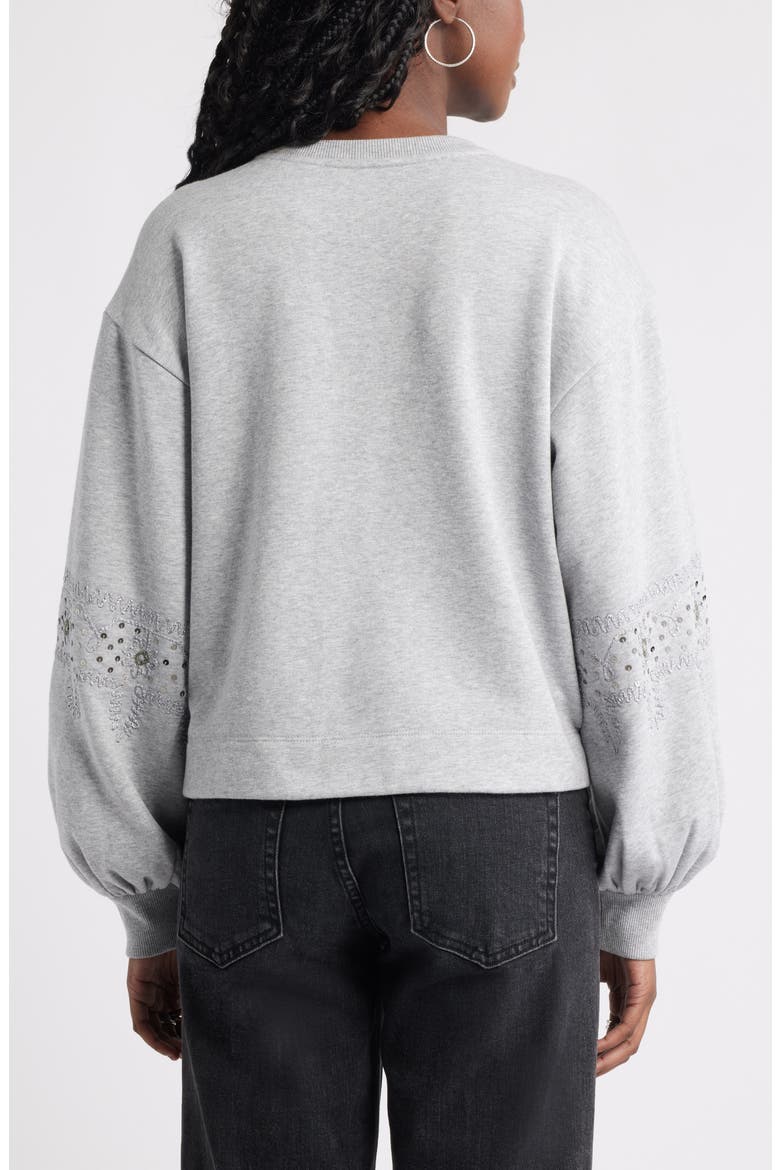 Sequin Embroidered Sweatshirt, Alternate, color, GREY HEATHER