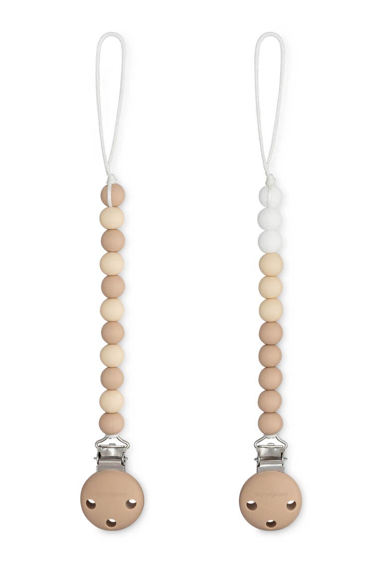Pacifier Clips, 2 Pack, Main, color, Beige, Light Beige & White