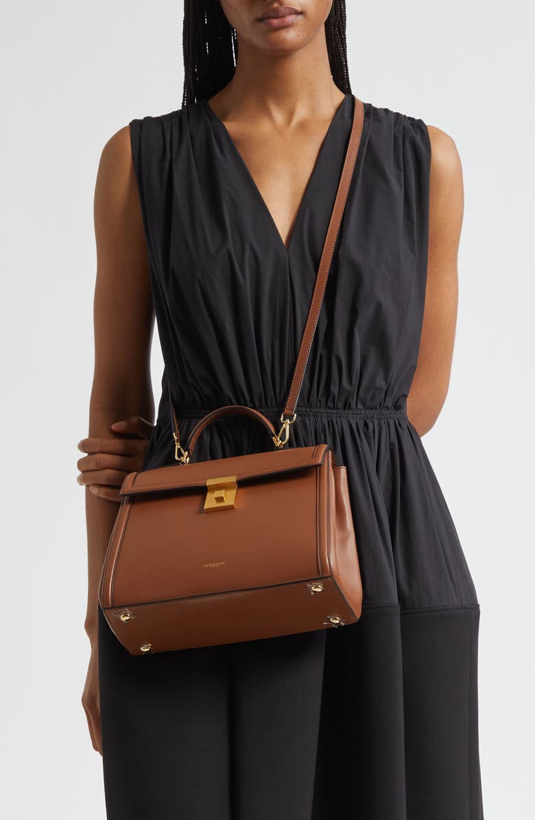 DeMellier Medium Paris Leather Top Handle Bag, Alternate, color, Tan W/ Be F02