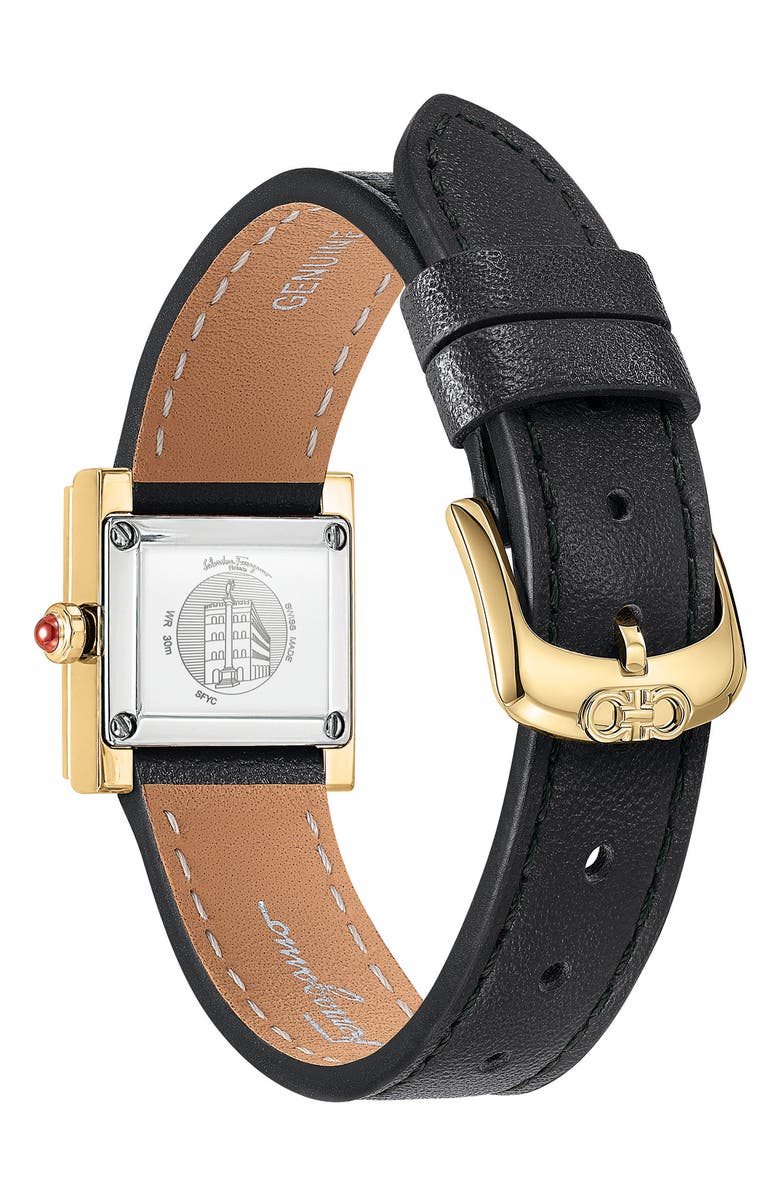 FERRAGAMO Salvatore Ferragamo Square Leather Strap Watch, 19mm, Alternate, color, 