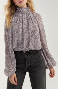 Liverpool Los Angeles Mock Neck Woven Top