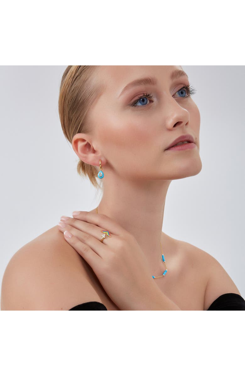 Spero London Enamel Arrow Ring In Sterling Silver, Alternate, color, Gold