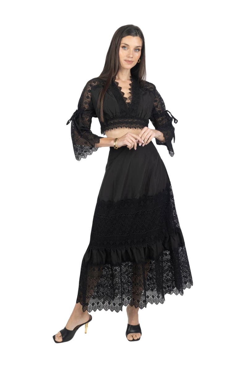 AKALIA Emily Guipure Lace Top & Maxi Skirt Set, Alternate, color, 