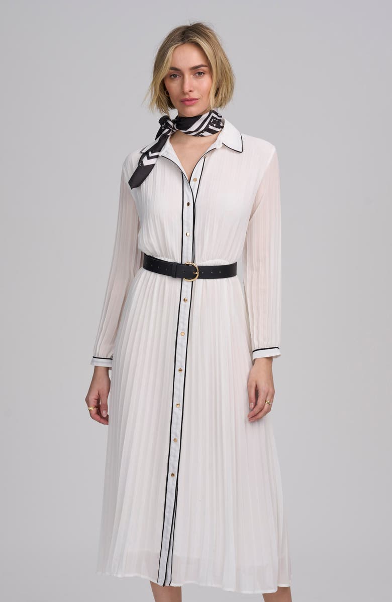 ELLE Collection Woven Pleated Dress, Alternate, color, Ivory