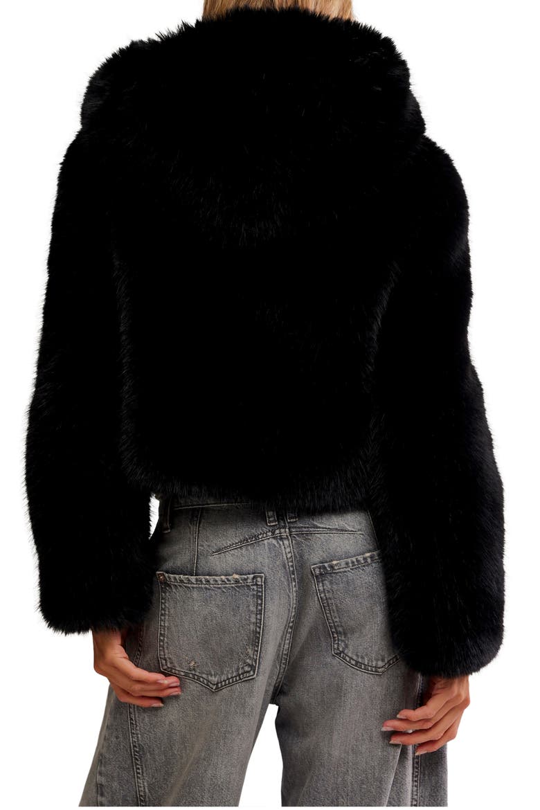 Louder Please Hooded Faux Fur Jacket, Alternate, color, BLACK