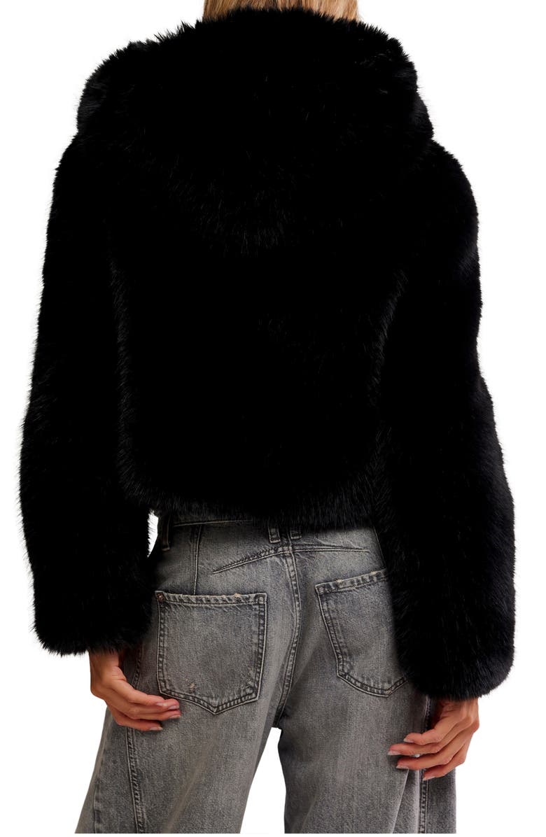 Free People Louder Please Hooded Faux Fur Jacket, Alternate, color, Black