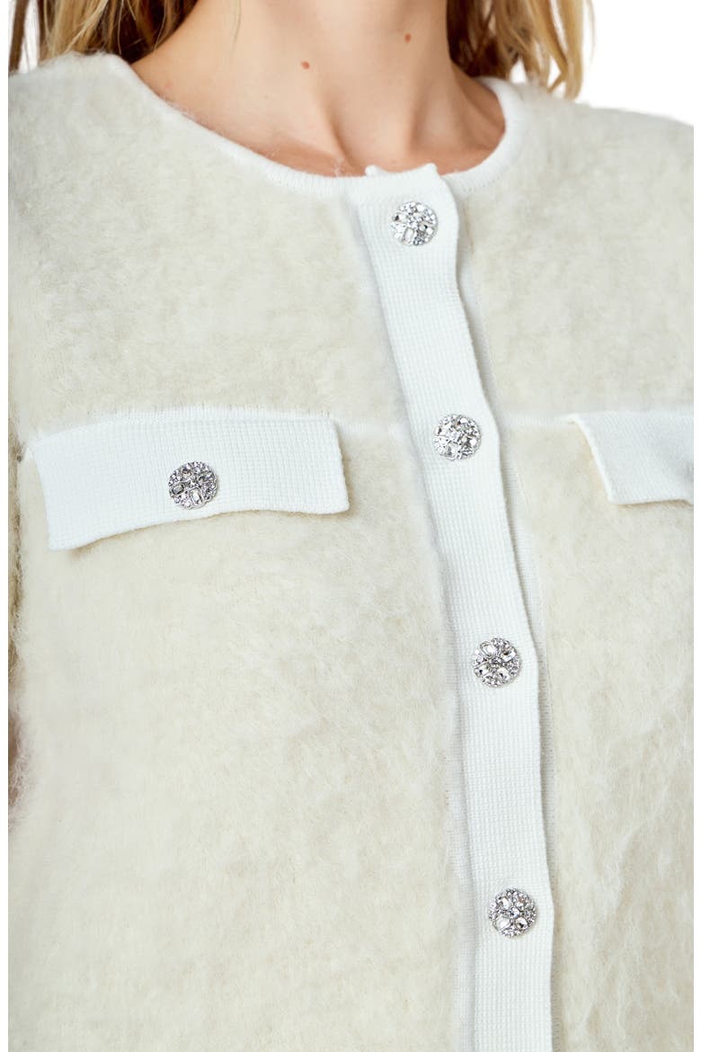 Rhinestone Button Cardigan, Alternate, color, CREAM