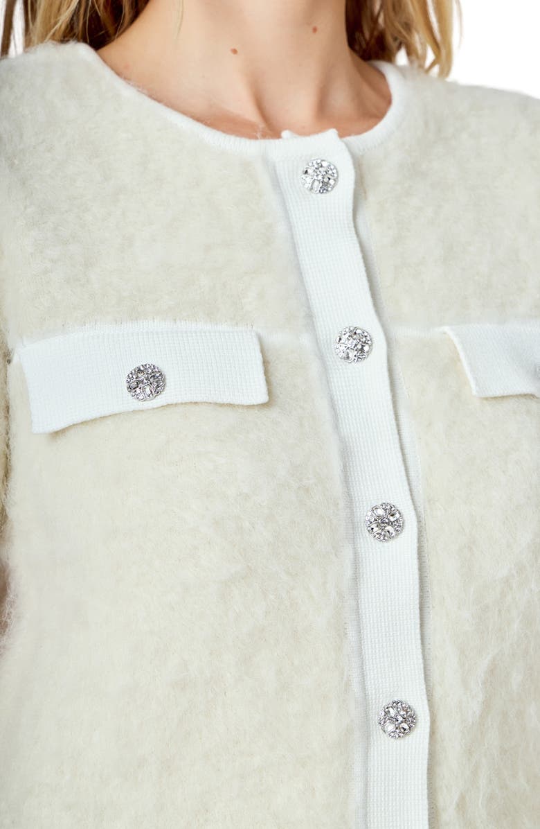 Endless Rose Rhinestone Button Cardigan, Alternate, color, Cream