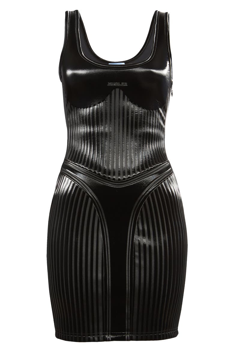 Glossy Embossed Jersey Body-Con Bonded Jersey Minidress, Alternate, color, 1999 BLACK