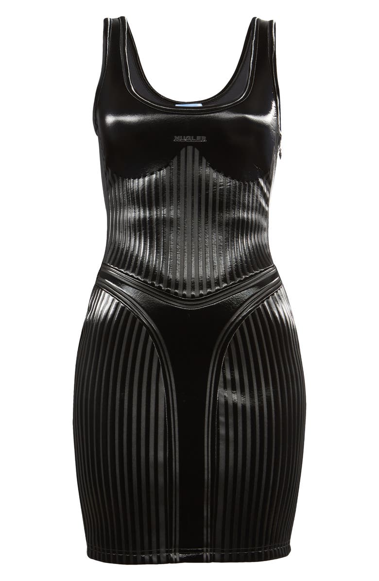 MUGLER Glossy Embossed Jersey Body-Con Bonded Jersey Minidress, Alternate, color,
