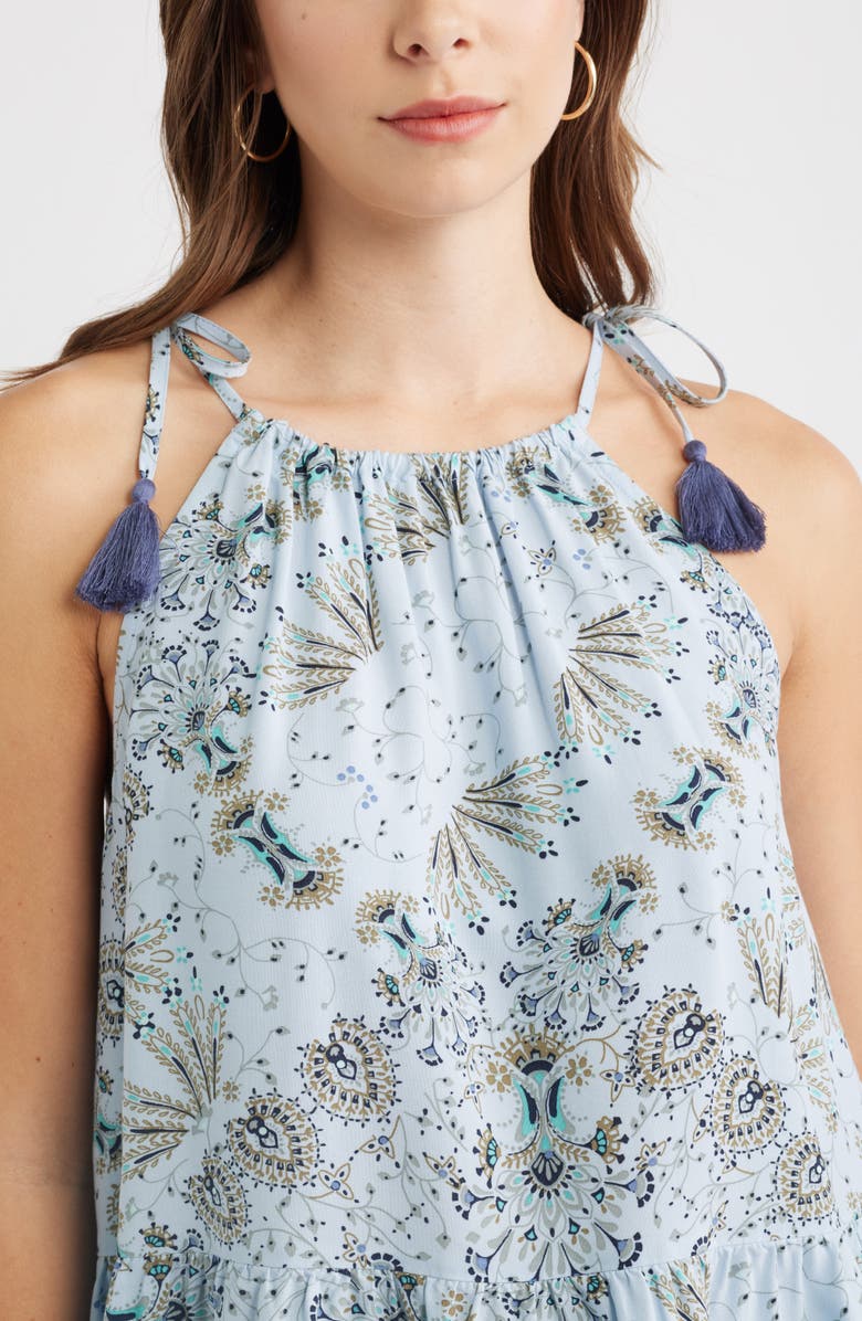 Treasure & Bond Ruffle Hem Camisole, Alternate, color, Blue- Olive Scarf Floral