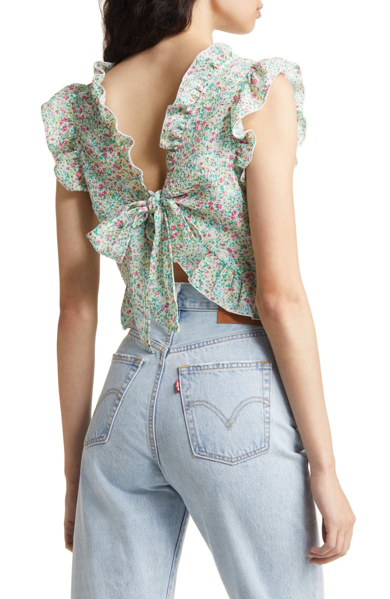 VERO MODA Talias Floral Ruffle Trim Crop Top, Alternate, color, 