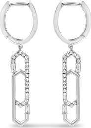 Haus of Brilliance 14K White Gold 1/4 Cttw Diamond Interlocking Paperclip Dangle Earrings