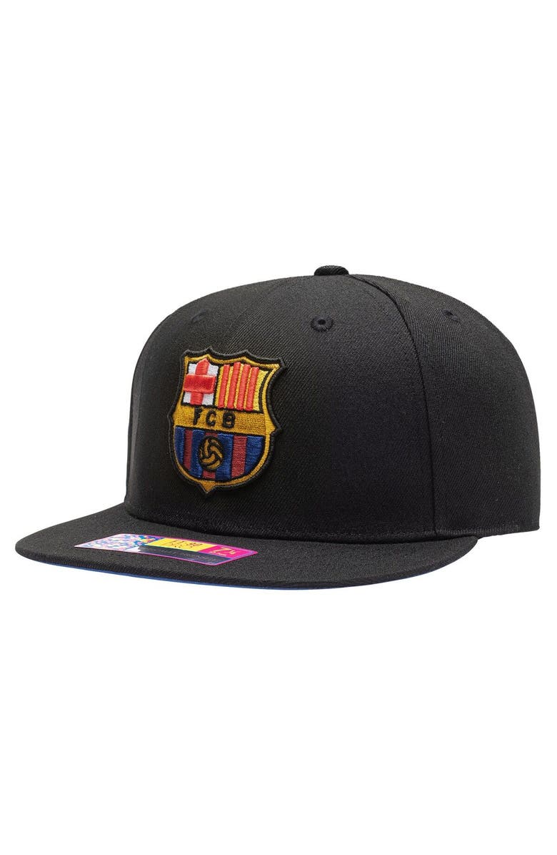 FAN INK Men's Black Barcelona Draft Night Fitted Hat, Main, color,