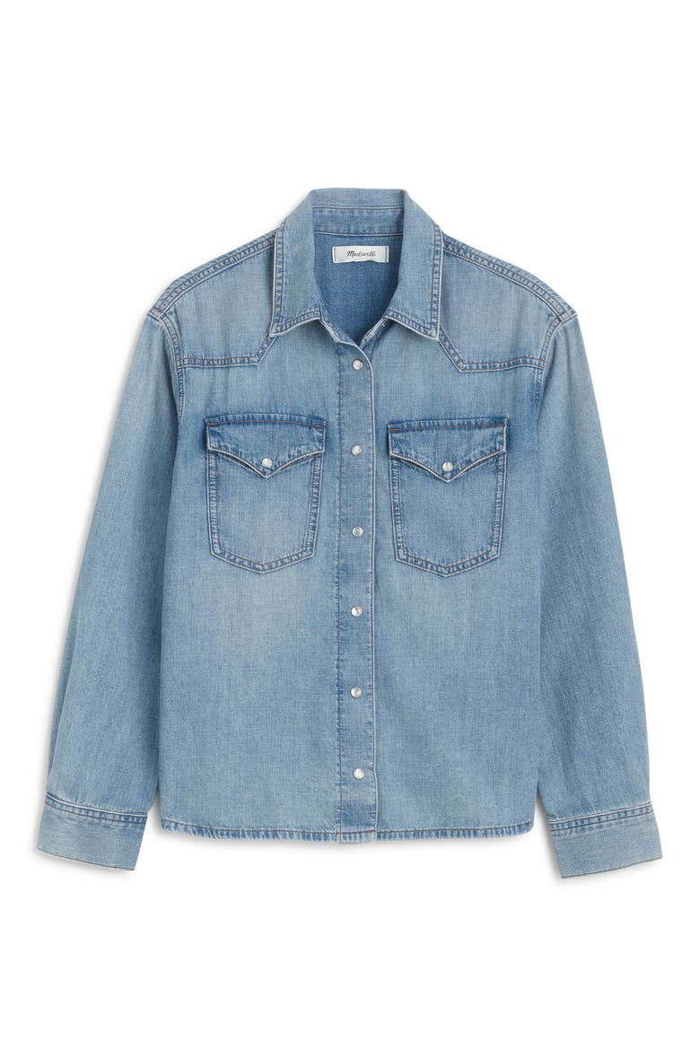 Oversize Denim Western Shirt, Alternate, color, UPTOWN WASH