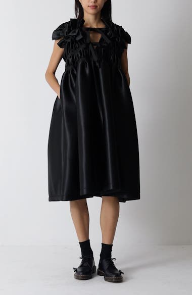 Tao Comme des Garçons Bow Detail Shirred Tricot Midi Dress | Nordstrom