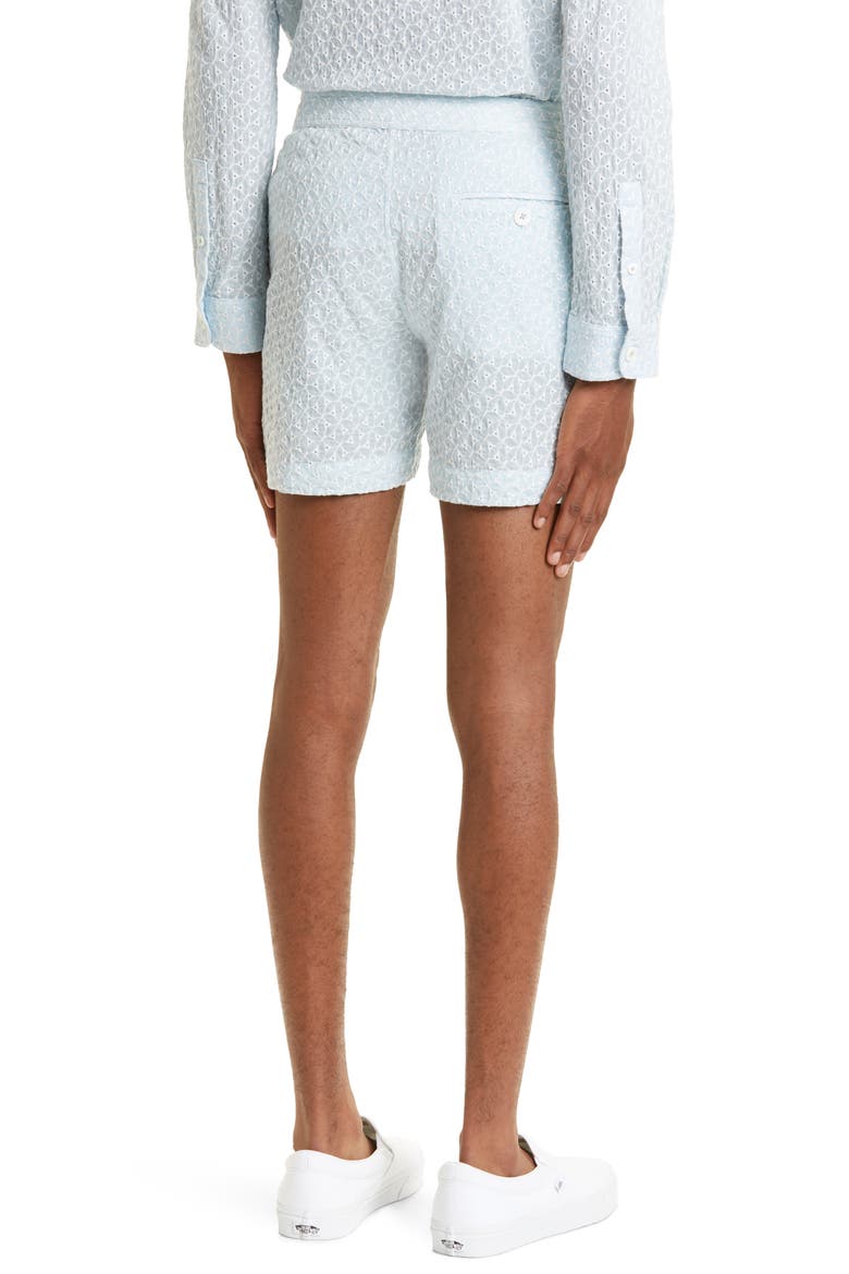 Men's Pines Textured Flat Front Shorts, Alternate, color, LIGHT BLUE/ IVORY