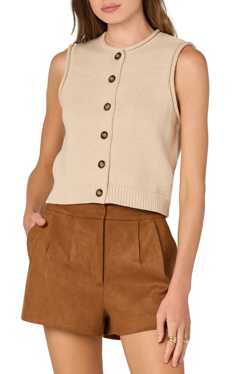 ASTR the Label Rolled Hem Sweater Vest, Main, color, Oatmeal