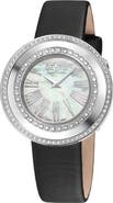 GEVRIL Gandria Mother of Pearl Dial Diamond Leather Strap Watch, 36mm - 0.8424ct.