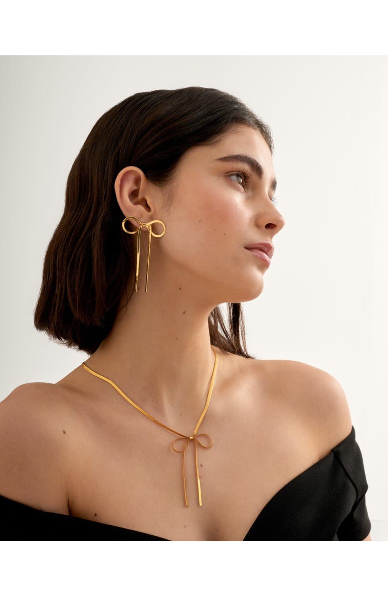 Katie Loxton Amelie Waterproof Gold Bow Necklace, Alternate, color, Gold