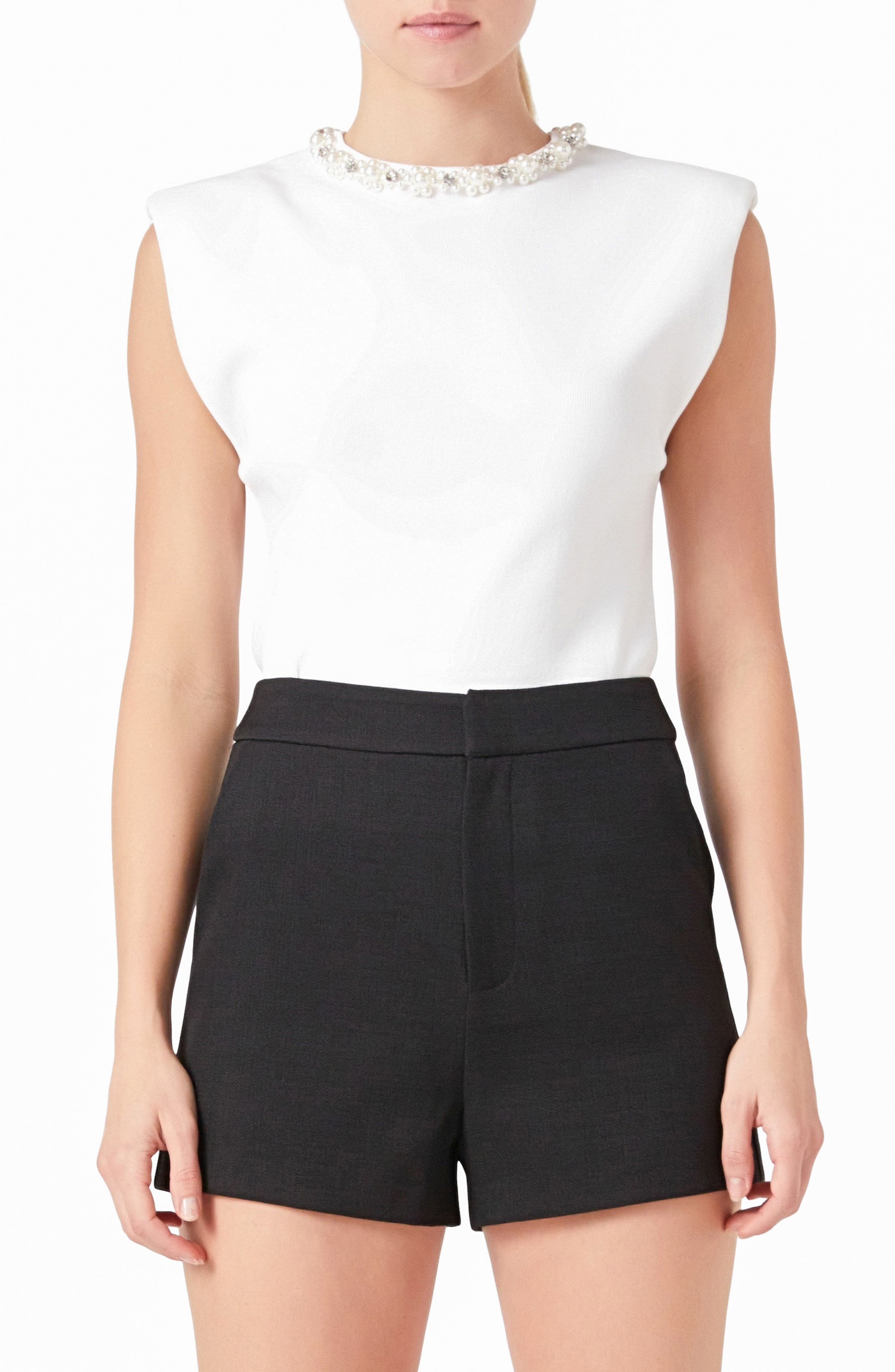 Embellished Elevated Cap Sleeve Knit Top