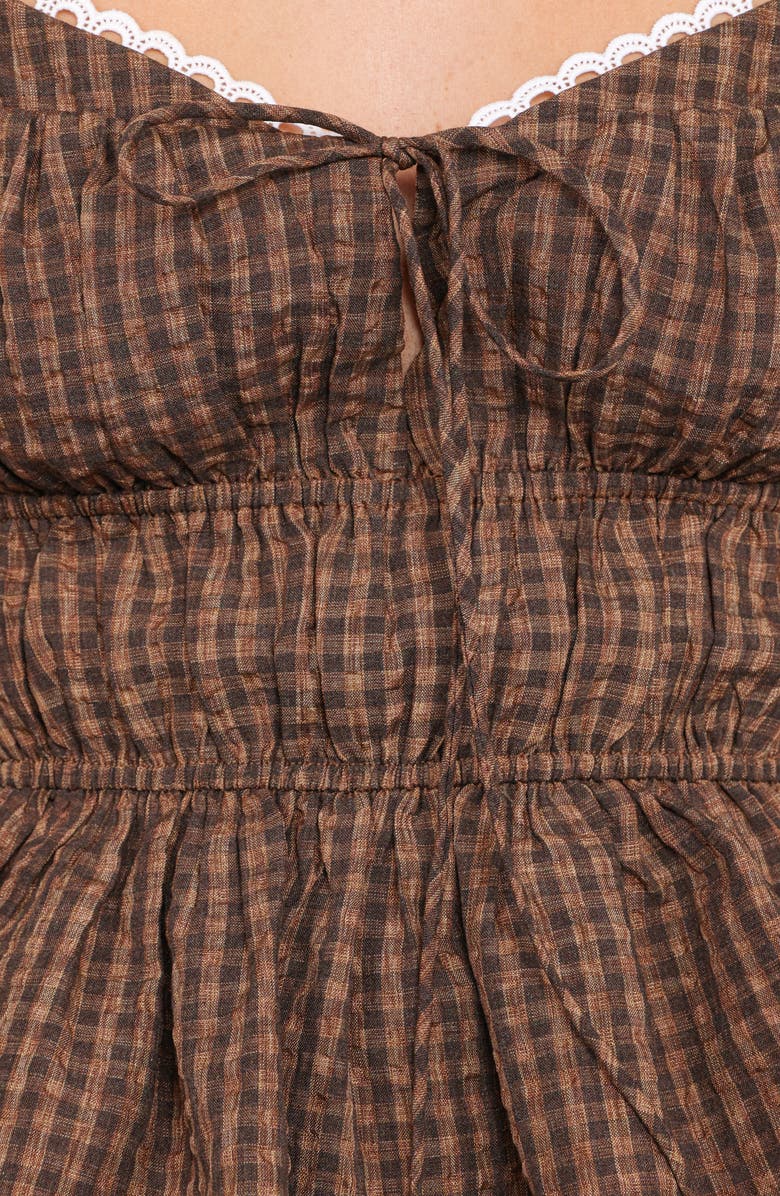 Petal & Pup Saphia Check Peplum Top, Alternate, color, Brown Check