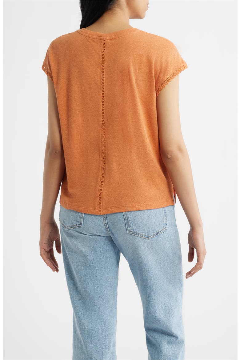 Crochet Cap Sleeve Tee, Alternate, color, ROASTED CARROT