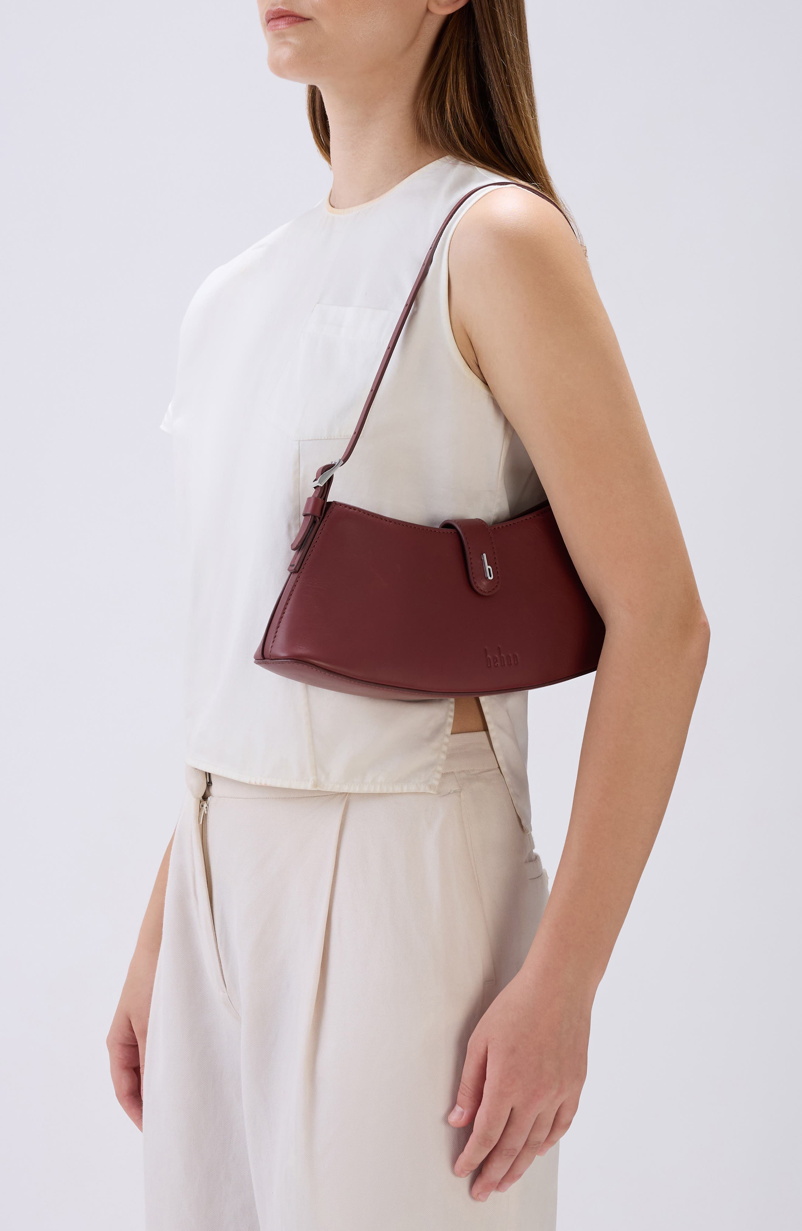 behno Mini Ruth Leather Shoulder Bag, Alternate, color, Brick