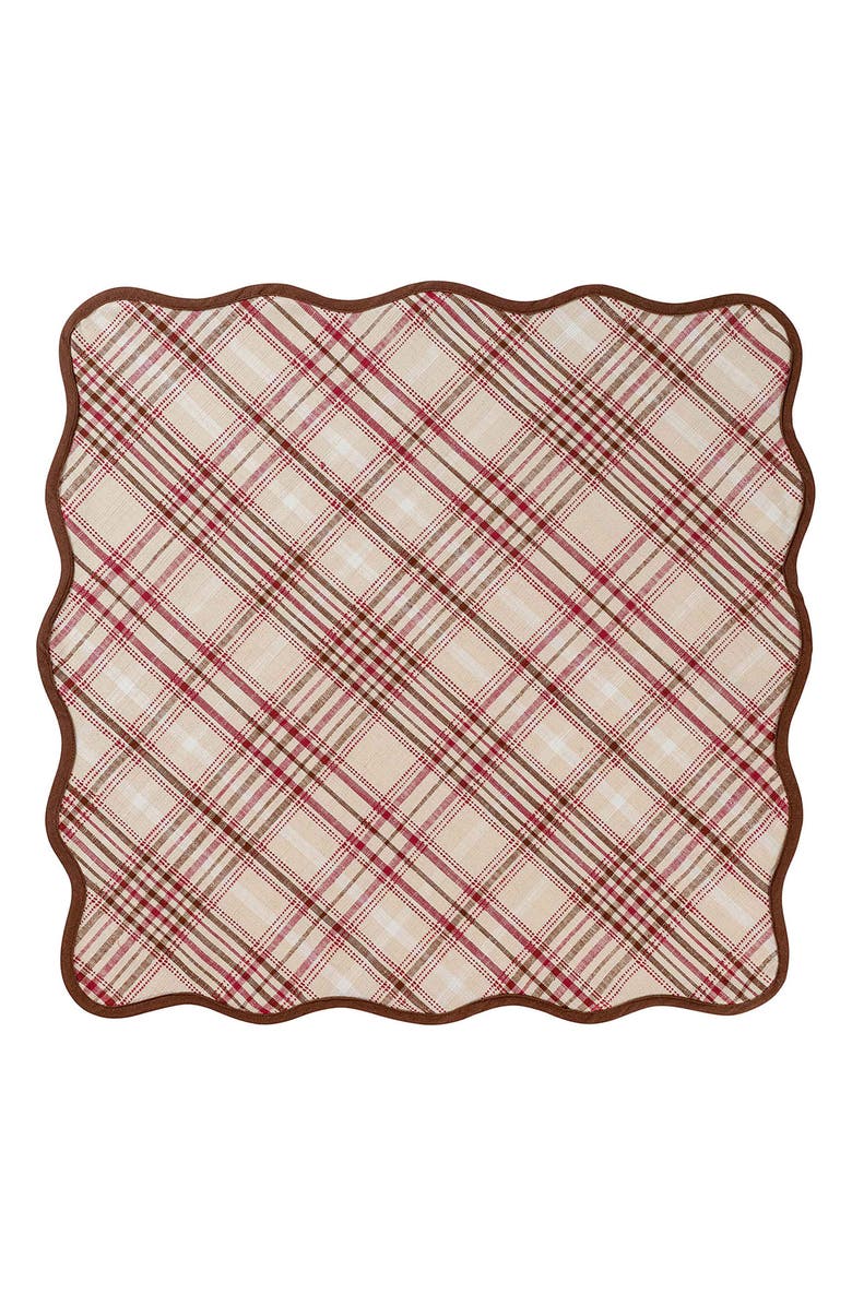 Juliska Harvest Tartan Square Tablecloth, Main, color, Mulberry Brown