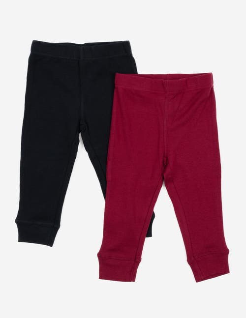 Leveret Baby Pants & Leggings Set, Navy Crawling Pant + Colored Legging In Burgundy