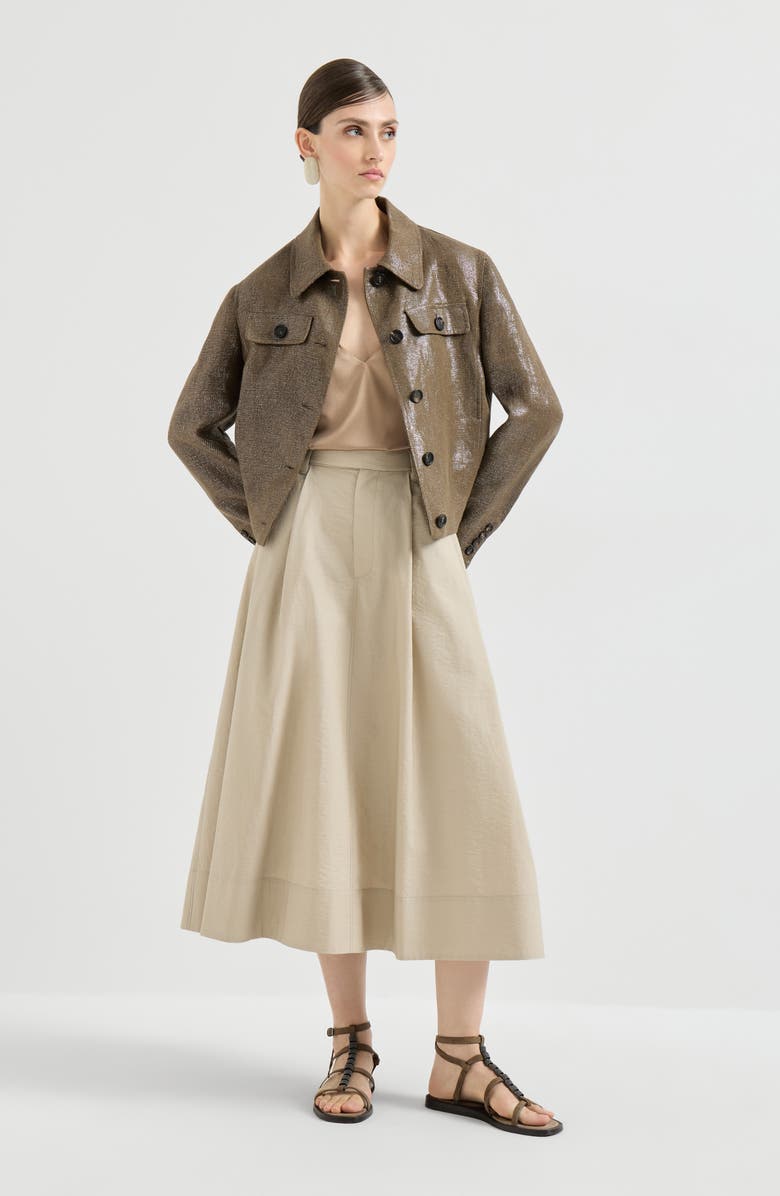 Brunello Cucinelli Linen diagonal blazer, Alternate, color, Mud