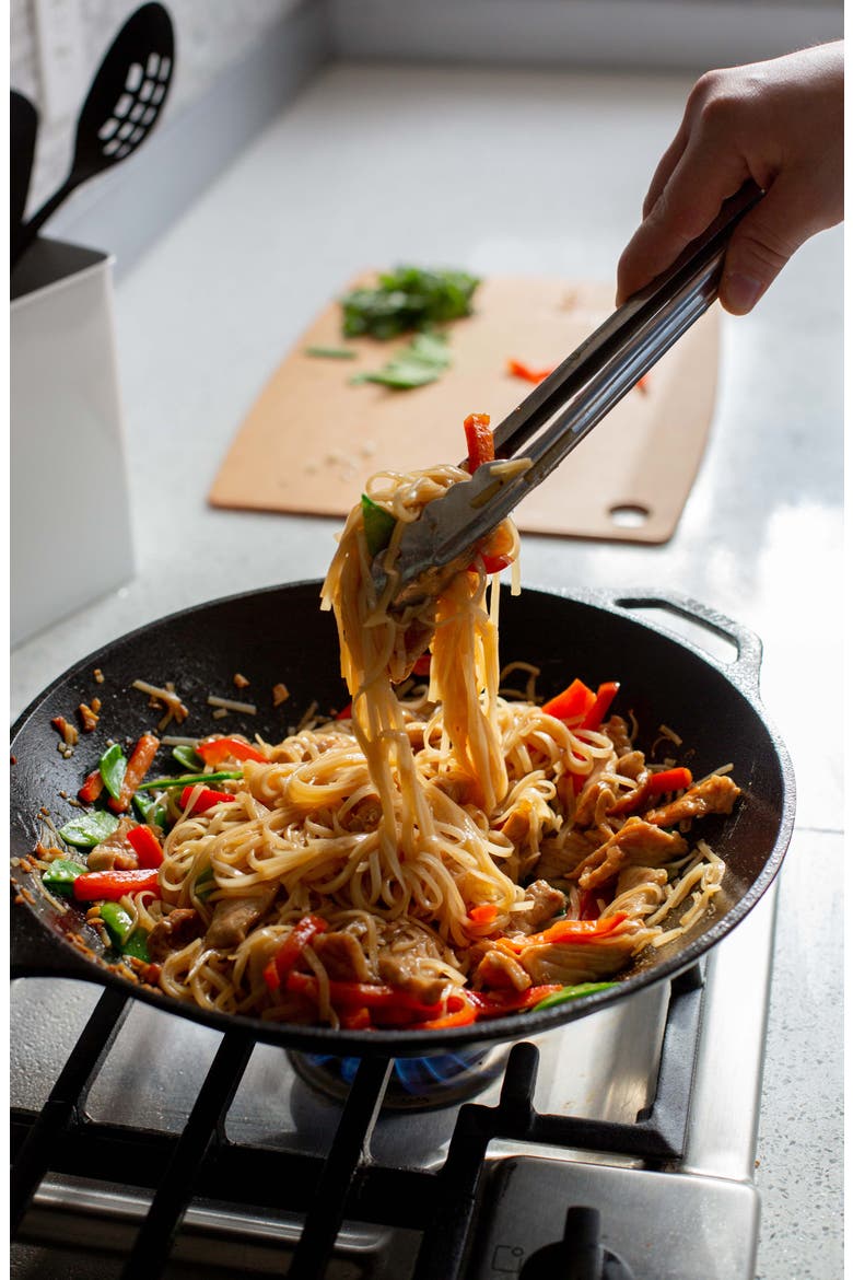 Chef Collection 12-Inch Cast Iron Skillet, Alternate, color, BLACK/BLACK