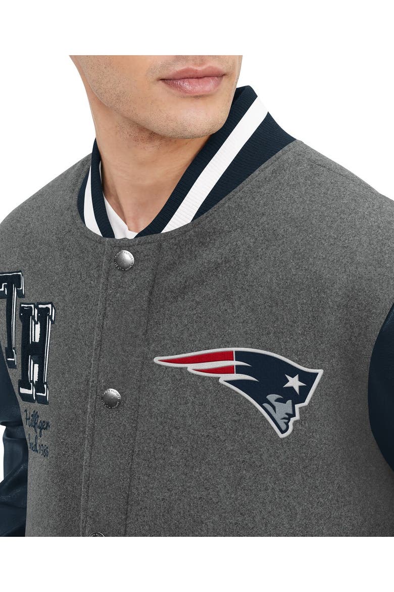 Men's Tommy Hilfiger  Heather Gray/Navy New England Patriots Gunner Full-Zip Varsity Jacket, Alternate, color, Heather Gray