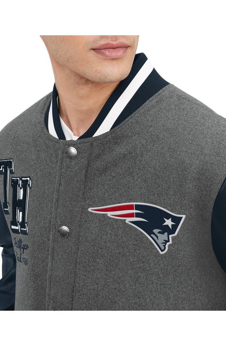 Tommy Hilfiger Men's Tommy Hilfiger  Heather Gray/Navy New England Patriots Gunner Full-Zip Varsity Jacket, Alternate, color, Heather Gray