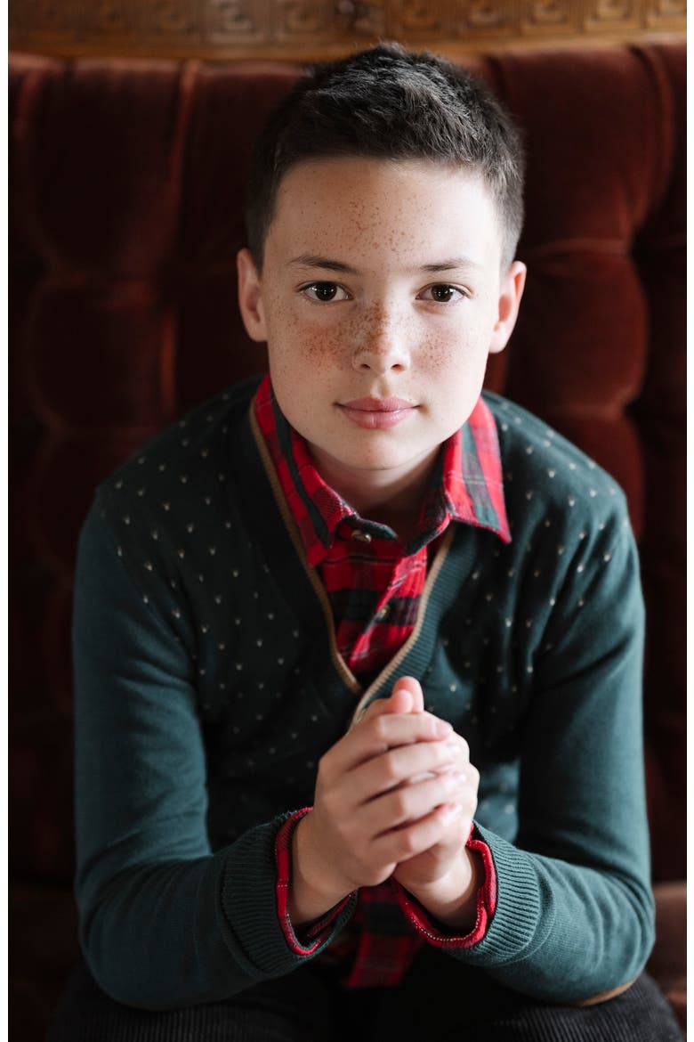 Kids' Organic Long Sleeve Flannel Button Down Shirt, Alternate, color, London Plaid