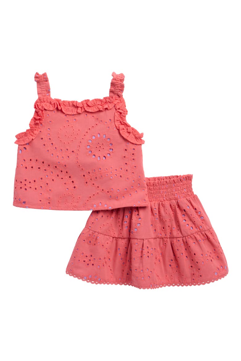 Kids' Poppy Cotton Eyelet Tank & Skirt Set, Main, color, GERANIUM