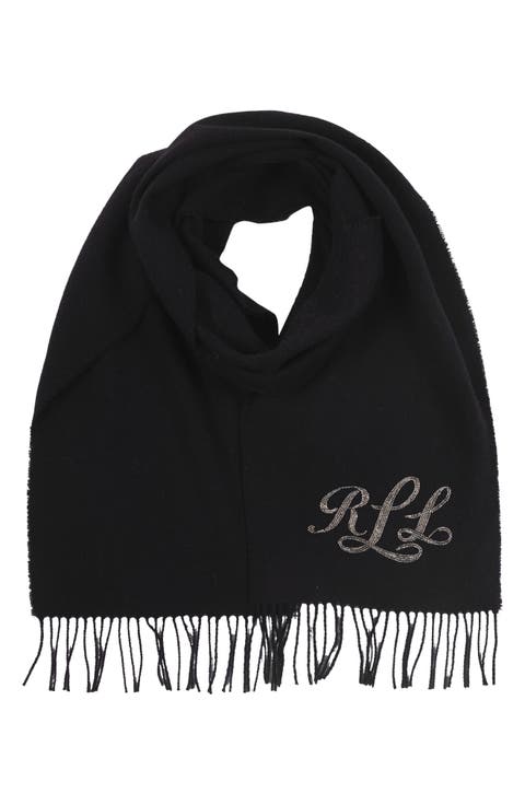 Beaded Logo Wool Scarf