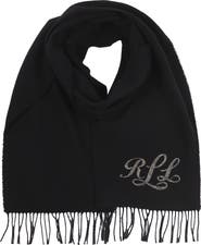 Lauren Ralph Lauren Beaded Logo Wool Scarf
