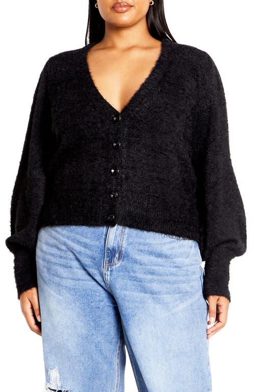 City Chic Fluffy Cardigan in Black 