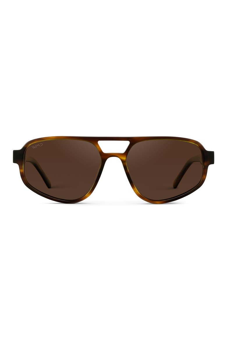 Brooklyn - 56mm Double Bridge Aviator Polarized Sunglasses, Main, color, Golden Brown Grain