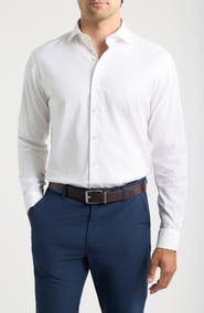 johnnie-O Stretch Twill Solid Long Sleeve Button Up Shirt