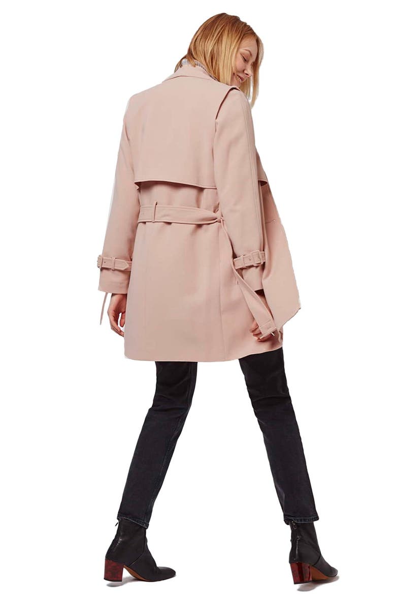 Tailored Double Breasted Coat, Alternate, color, LIGHT PINK