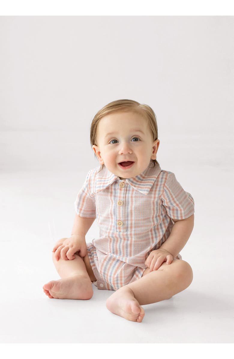 Beckett and Bear Sawyer Short Sleeve Romper, Alternate, color, Red