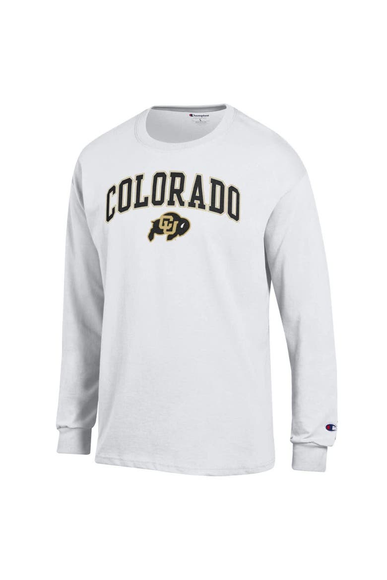 Men's Champion  White Colorado Buffaloes Arch Over Logo Long Sleeve T-Shirt, Alternate, color, White