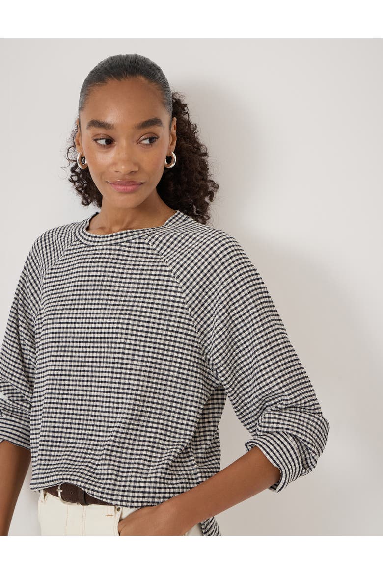 Matilda Gingham Raglan Top, Alternate, color, Navy Blue